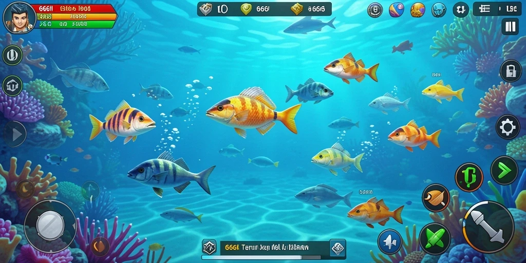 Tampilan gameplay seru dalam 666I Tembak Ikan.