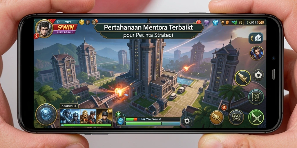 Screenshot gameplay 9WIN yang menunjukkan pertahanan menara yang kuat.