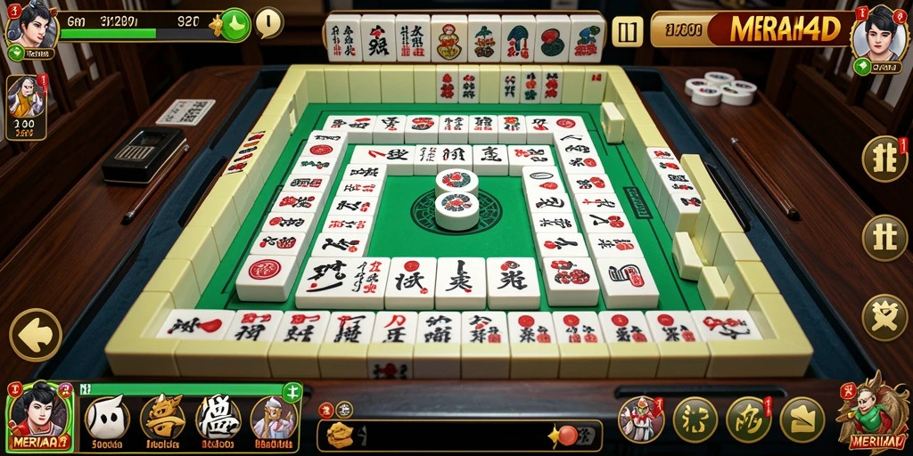 Tampilan layar gameplay dari MERIAH4D yang menampilkan serunya bermain Mahjong.