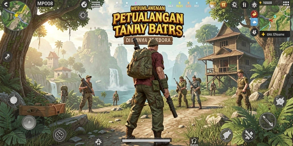 Screenshot gameplay MPO08 menampilkan petualangan epik di dunia terbuka.