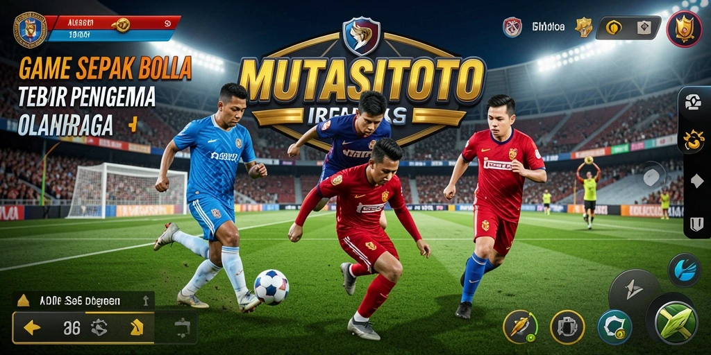 Screenshot utama MUTASITOTO menampilkan aksi seru di lapangan sepak bola.