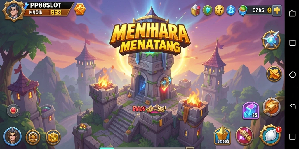 Tampilan gameplay PP88SLOT yang memukau dalam pertahanan menara.
