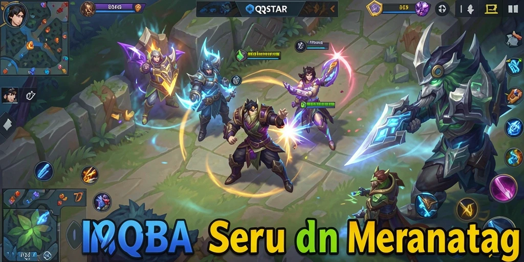 Tangkapan layar menunjukkan pertempuran epik dalam gameplay MOBA.
