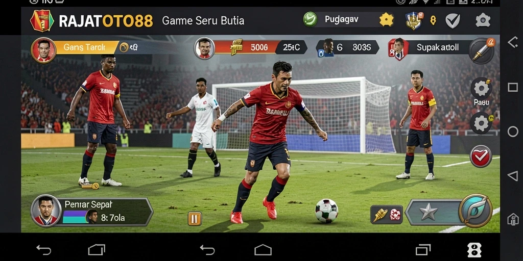 Tampilan gameplay seru di lapangan sepak bola RAJATOTO88.
