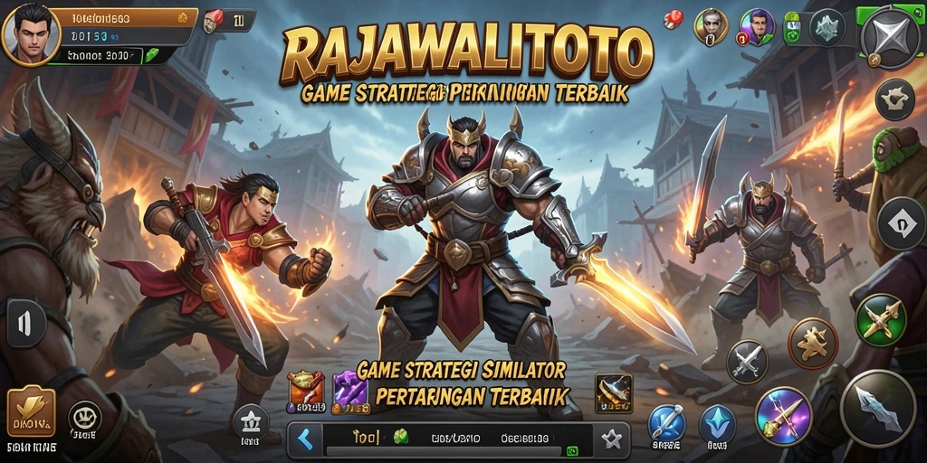 Screenshot utama RAJAWALITOTO menampilkan pertarungan strategis yang epik.